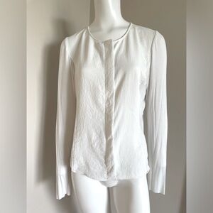 Lola & Sophie Off-White Cream Full Zip Cardigan Jacket Mixed Material Size Large
